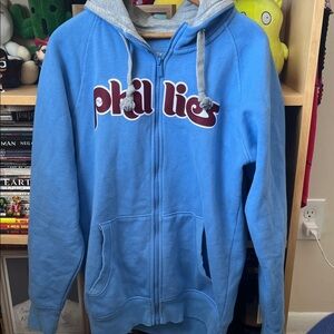 Phillies Light Blue Zipper Hoodie with Gray Hood Lining